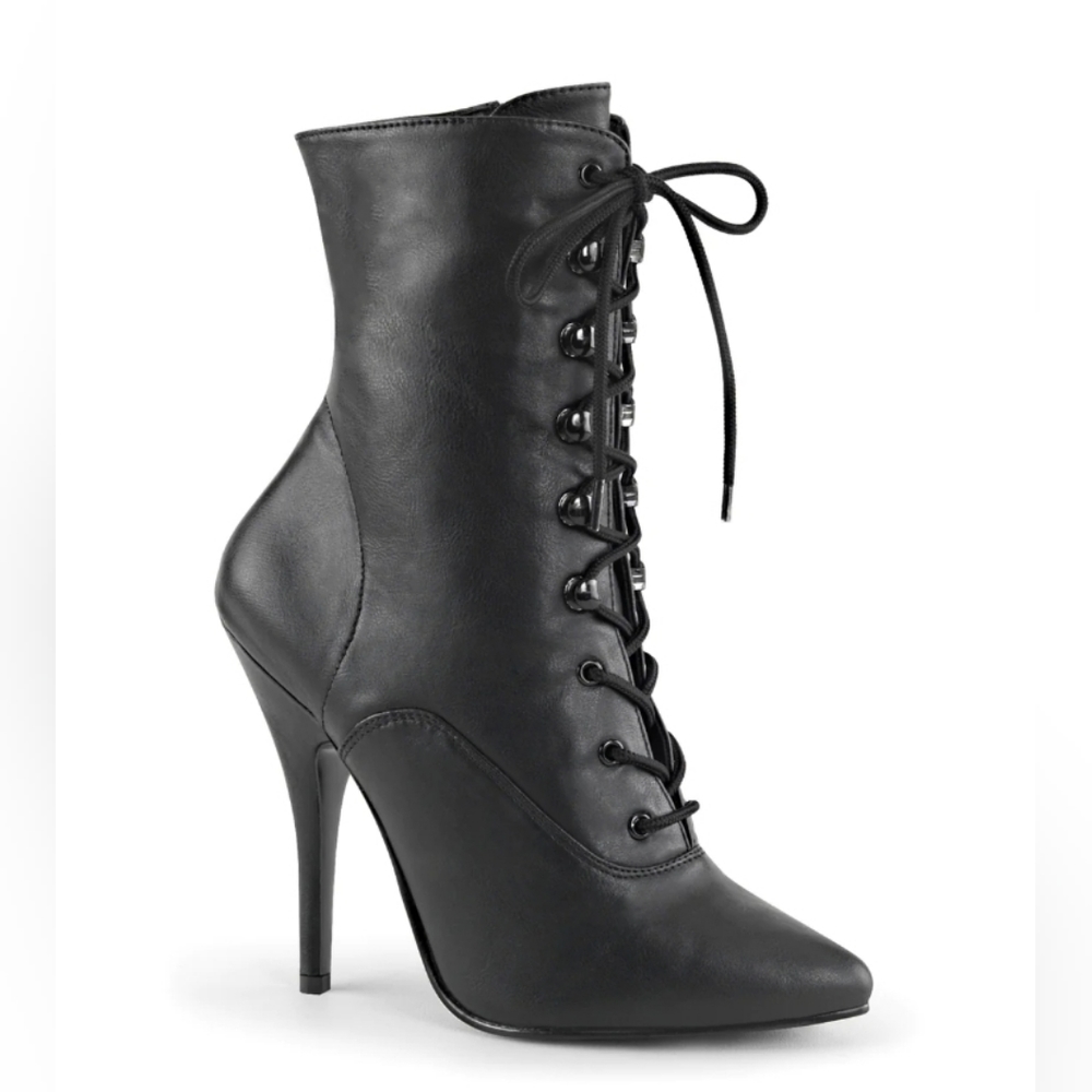 Pleaser Seduce 5 Inch Zipper High Heel Ankle Boots Faux Leather Black 7